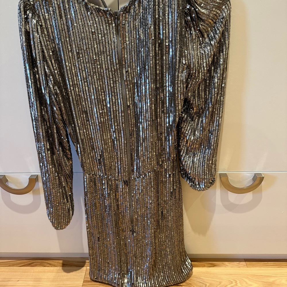 Silver sequin retorfete dress